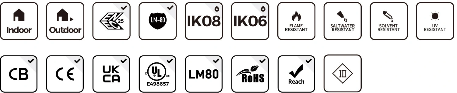 KING 2 feature and certification symbols from the supplied design
